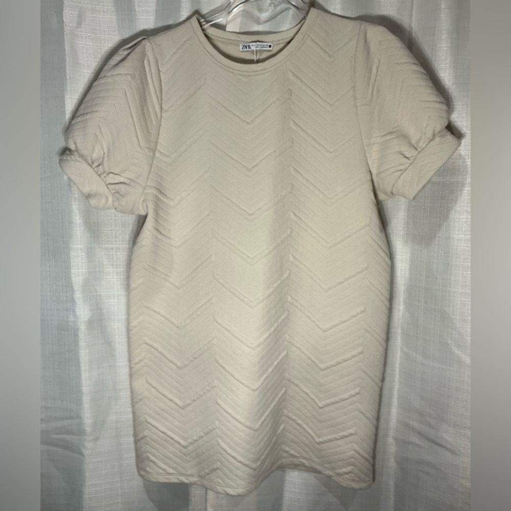 Zara Beige Quilted Mini Dress